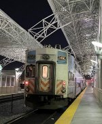 Tri-Rail Bombardier Bilevel Cab Car # 502 with its Tri-Rail set resting at the MIC between assignments